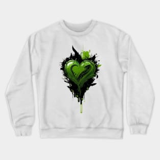 Green Hearts for a Greener World: Abstract Organic Graffiti Design on Eco-Friendly Product Crewneck Sweatshirt